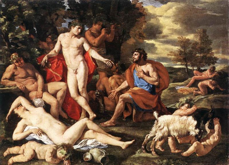 Nicolas Poussin Midas and Bacchus Norge oil painting art